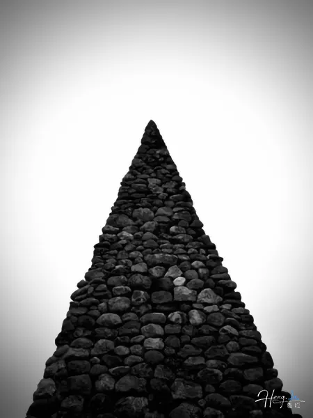 black-and-white-stone-pyramid-structure