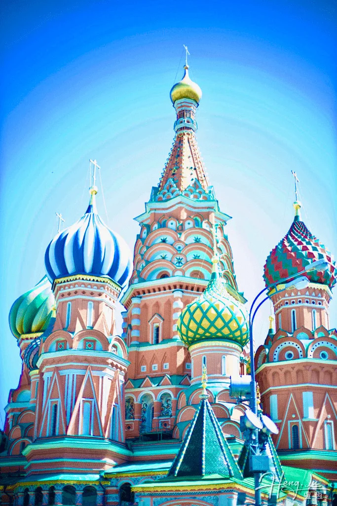 Colorful-russian-cathedral-domes-blue-sky-1