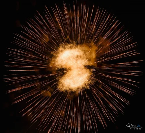 Golden-firework-explodes-radiantly-in-dark-night-sky