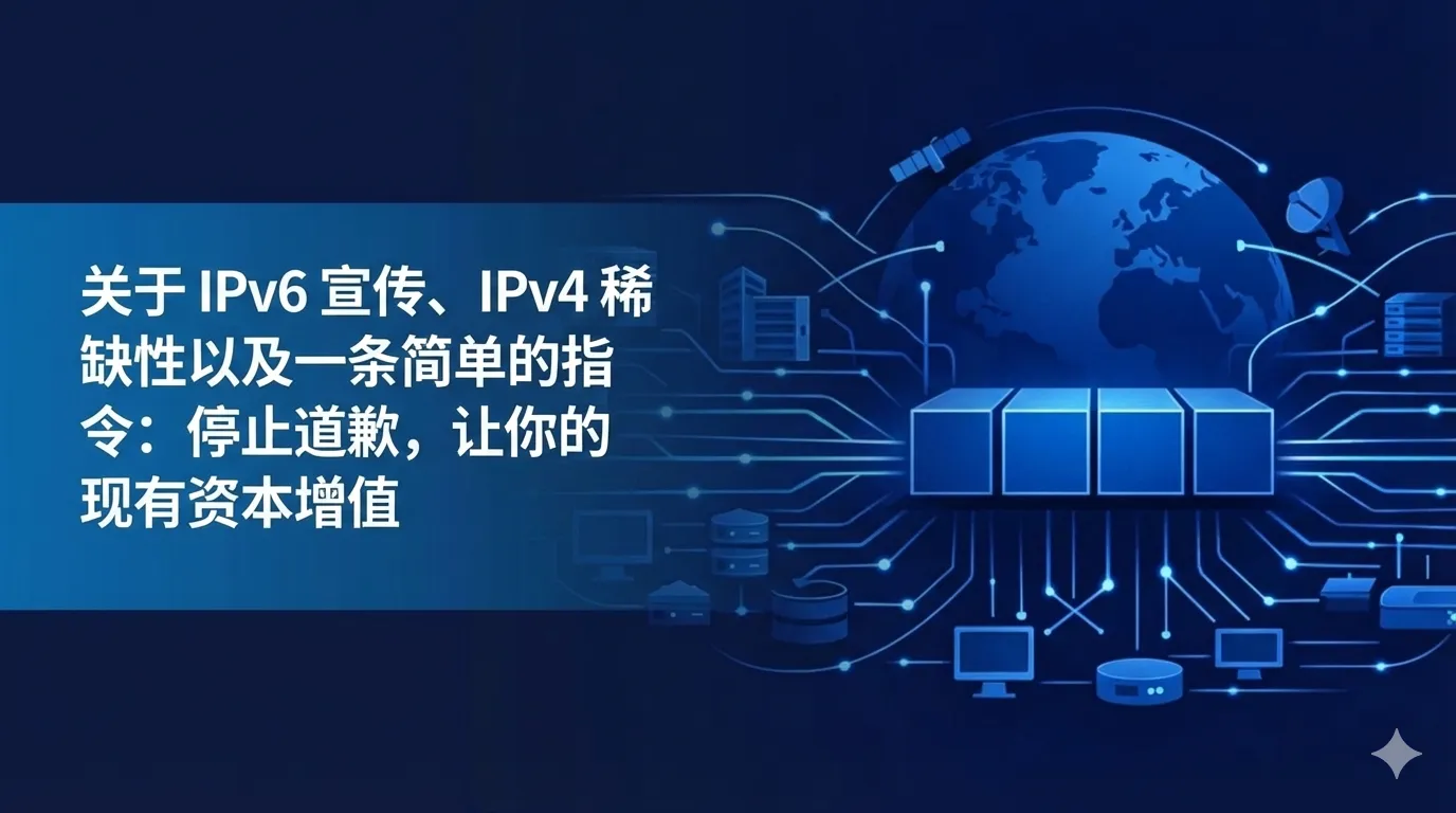 通过拨开 IPv6 炒作的迷雾，阐明 IPv4 稀缺的现实，重新定义了这场对话，并鼓励读者自信地利用和发展他们已经拥有的资本。